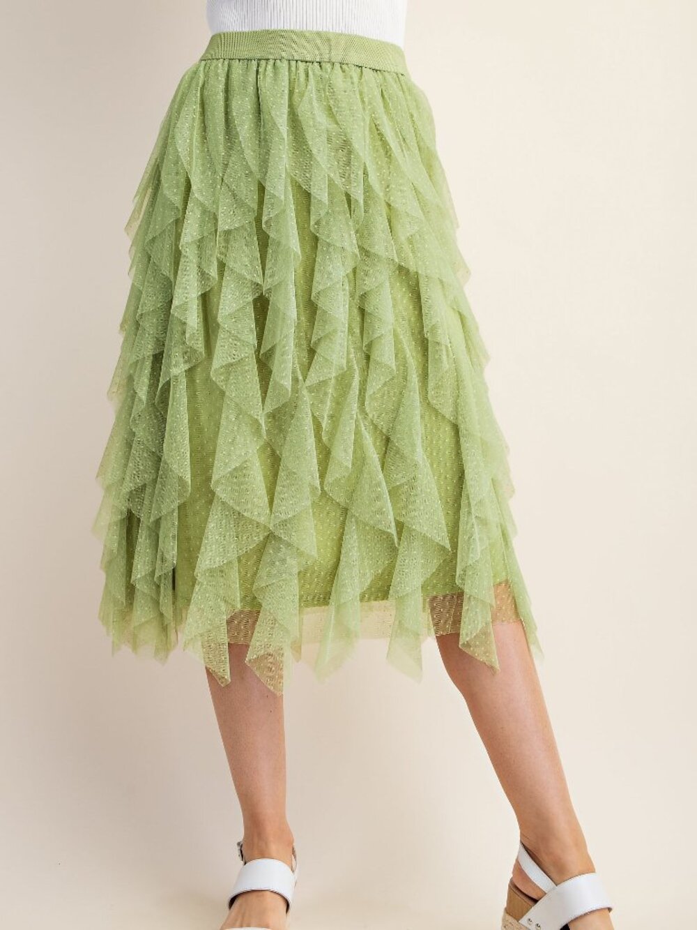 Embellished Tulle Layered Midi Skirts